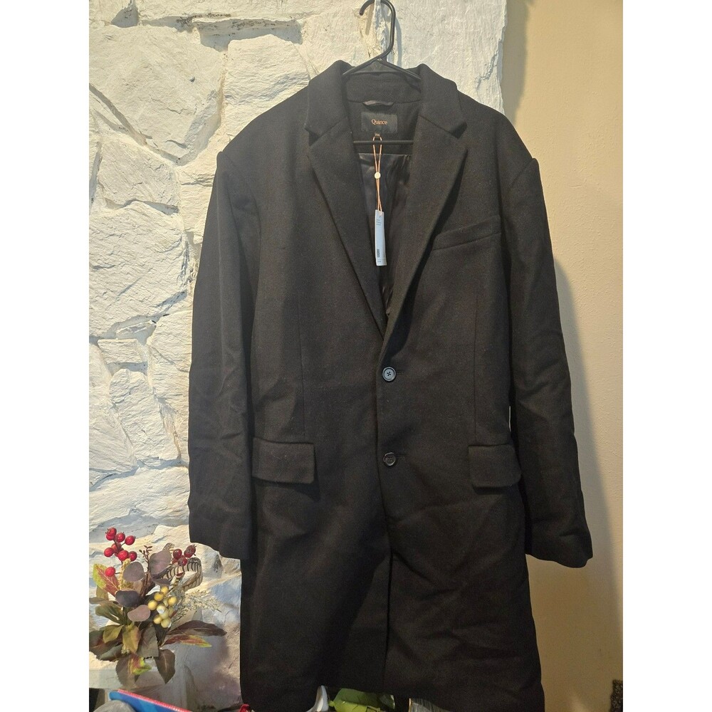 NWT Quince Men’s Italian  Wool Overcoat Black Coat Size XXL Career Preppy